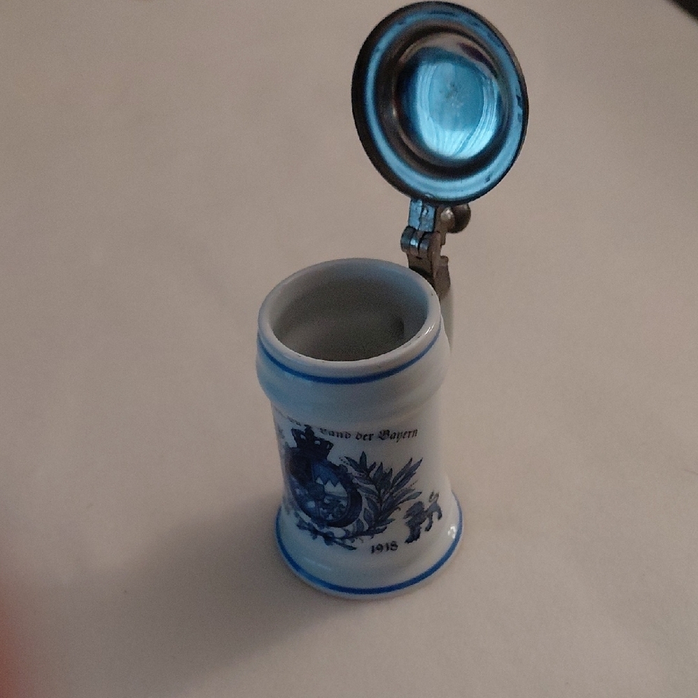 Blue and White Ceramic Beer Stein - Picture 6 of 7